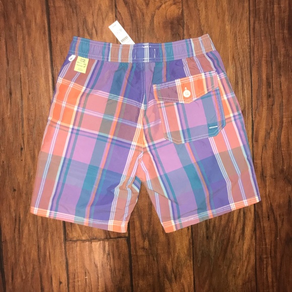 New J. Crew Plaid Swim Trunks - Picture 2 of 5